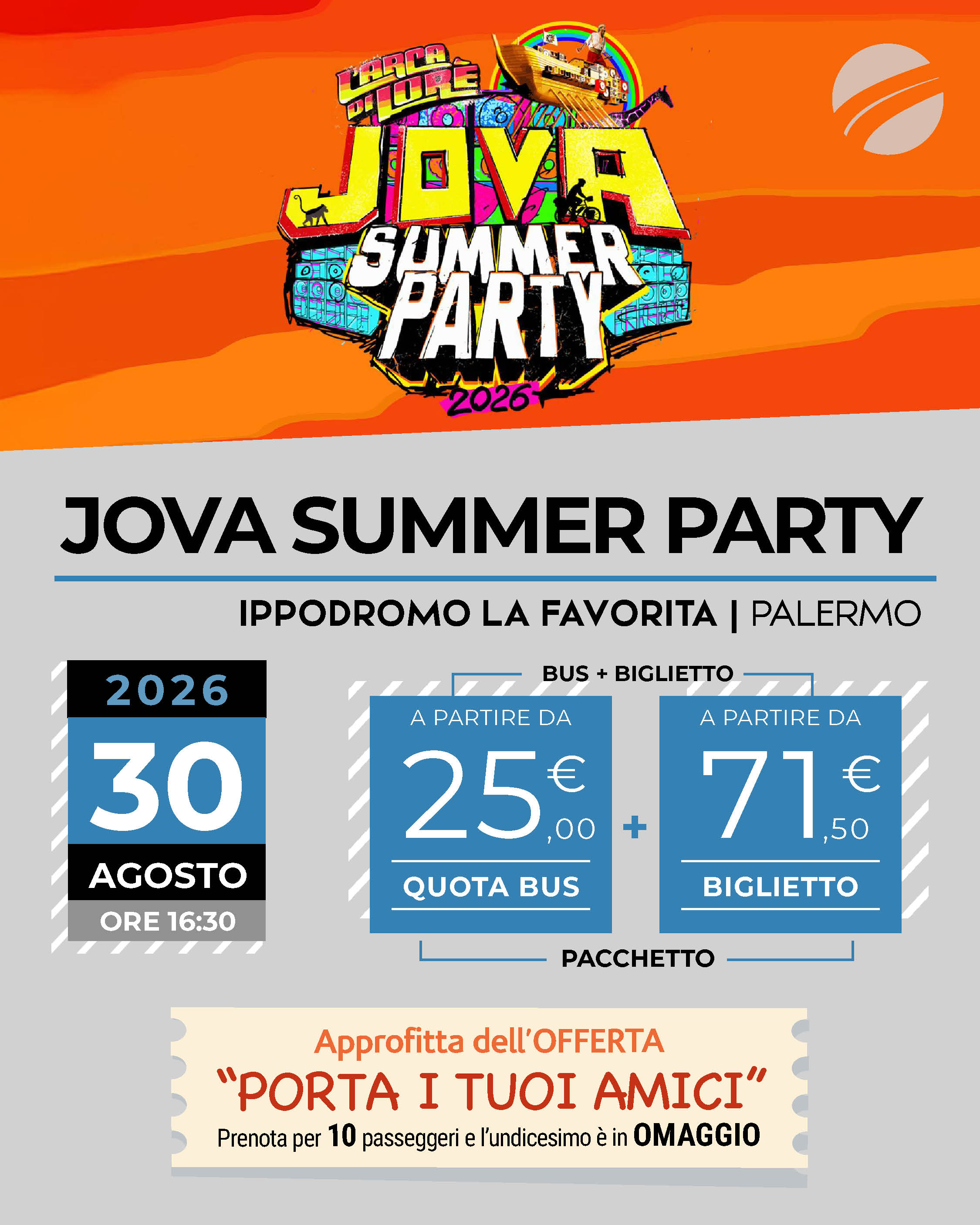 JOVA SUMMER PARTY - PALERMO - 30 AGOSTO 2026